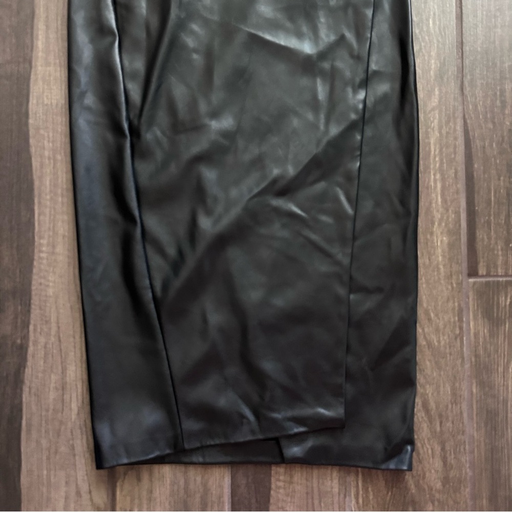 Enza Costa Faux Leather Wrap Midi Skirt in Black Sz L - Picture 3 of 7